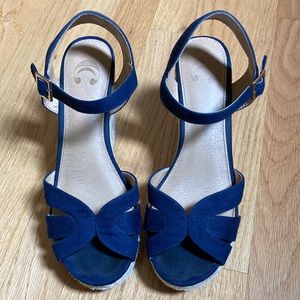 Navy Straw Wedges